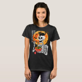 T-shirt Soky Skeleton Eating Ramen Bowl With Cat Halloween (Devant entier)