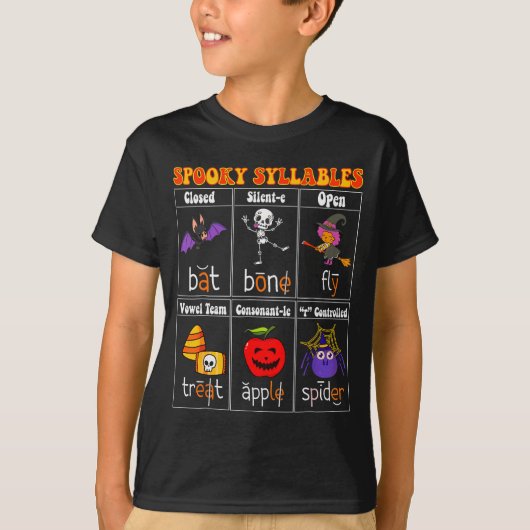 T-shirt Soky Syllables Teacher Funny Halloween Educational (Devant)