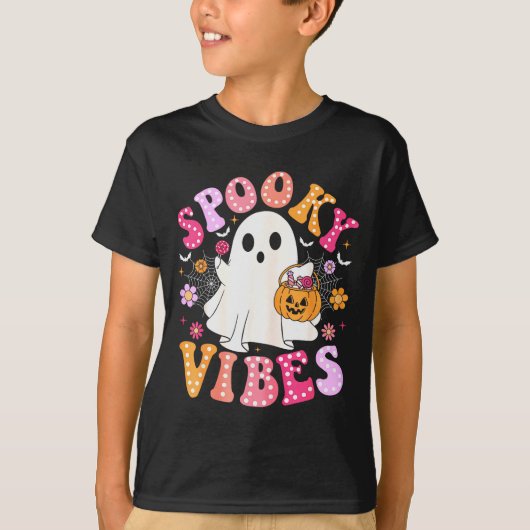 T-shirt Soky Vibes Ghost Retro Groovy Halloween Women Girl (Devant)