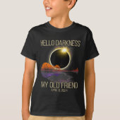 T-shirt Solar Eclipse 2024 Hello Darkness My Old Friend Ap (Devant)