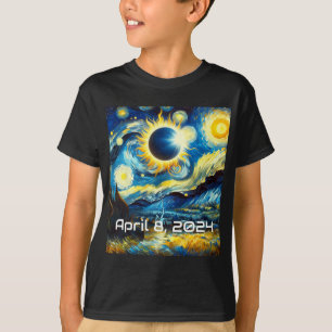 T-shirt Solar Eclipse 2024 Starry Night Painting Van Gogh