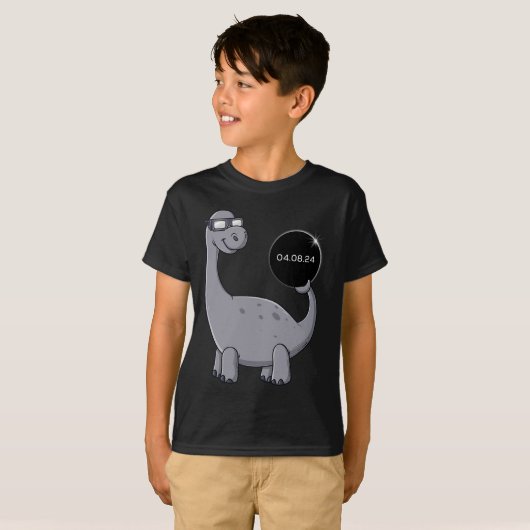T-shirt Solar Eclipse Dino 04.08.2024 Fun Toddler Boys Gir (Devant entier)