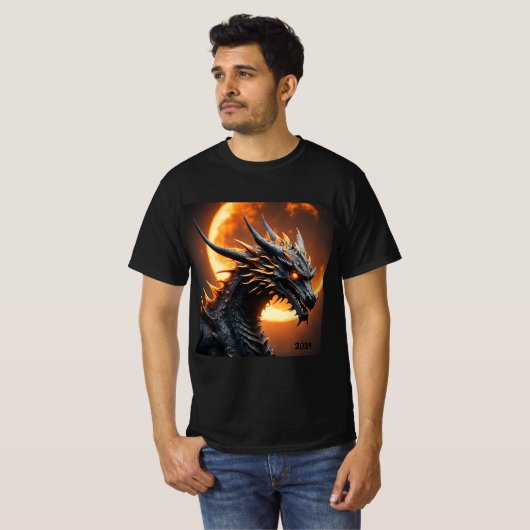 T-shirt Solar Eclipse Dragon 2024 ou Ajouter un nom Hommes (Devant entier)