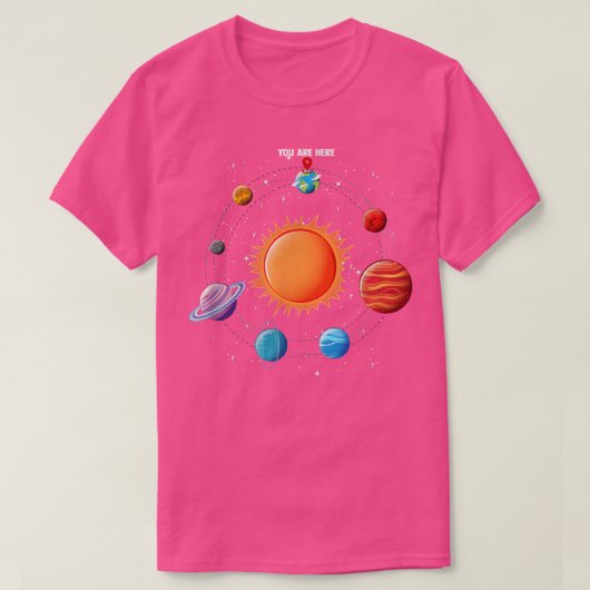 T-shirt Solar System Astronaut You Are Here Space  (Design devant)