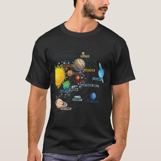 T-shirt Solar System Planets Astronomy Space Science (Devant)
