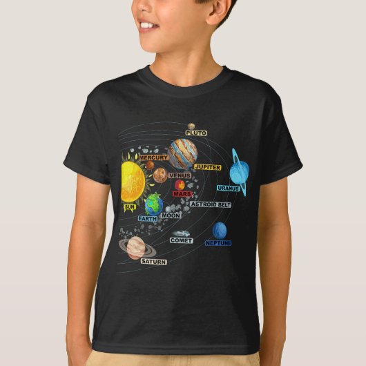 T-shirt Solar System Planets - Astronomy Space Science - G (Devant)