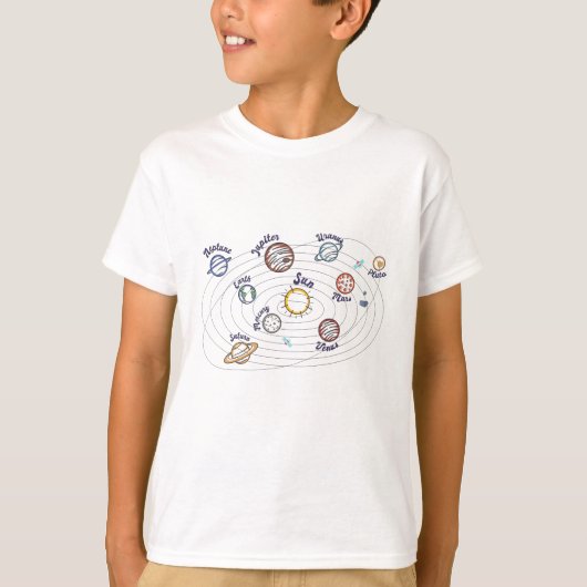 T-shirt Solar System Planets Kids Knowledge Outer Space (Devant)