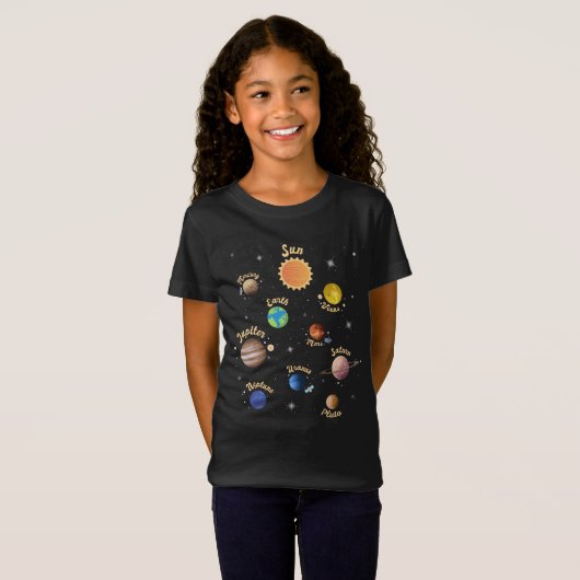 T-Shirt Solar System Planets Kids Knowledge Outer Space T- (Devant entier)