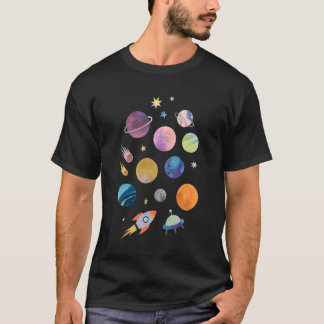 T-shirt Solar System Planets Science Space Boys Girls Kids