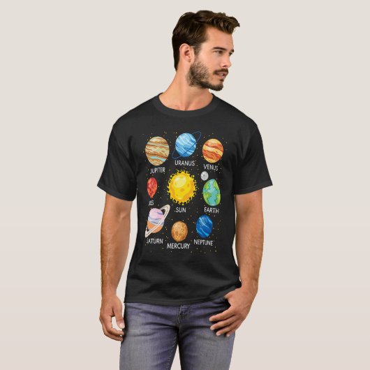 T-shirt Solar System Planets Science Space Galaxy Universe (Devant entier)
