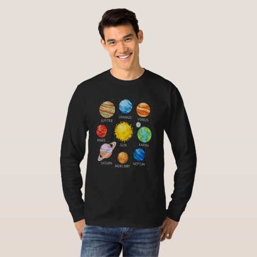 T-shirt Solar System Planets Science Space Galaxy Universe (Devant entier)