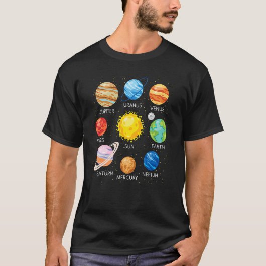 T-shirt Solar System Planets Science Space Galaxy Universe (Devant)