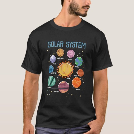 T-shirt Solar System Planets Science Space Stem (Devant)