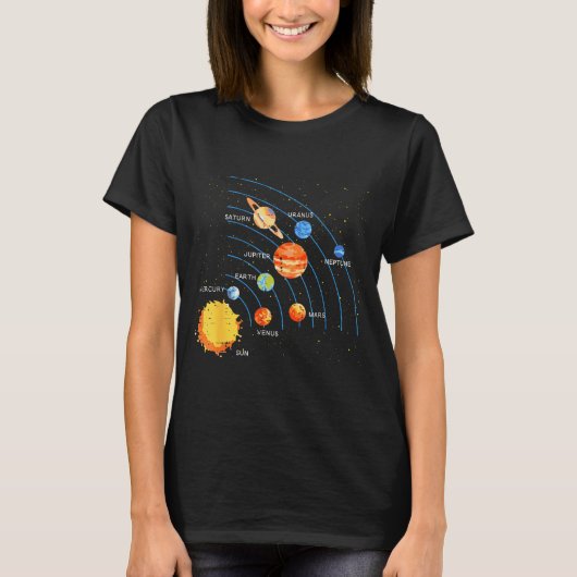 T-shirt Solar System Sun Planets Orbit Space Galaxy Men Wo (Devant)