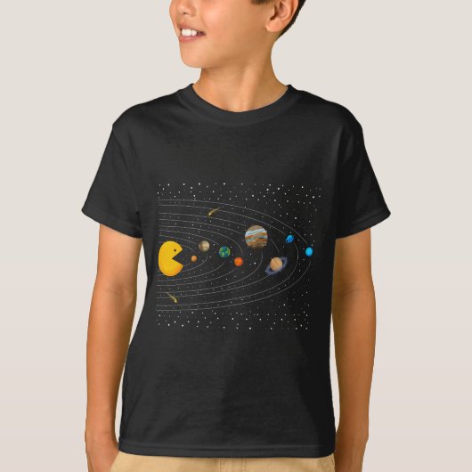 T-shirt Solar System Video Game Funny Graphic Tees Planet (Devant)