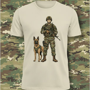 T-shirt Soldat avec chien militaire