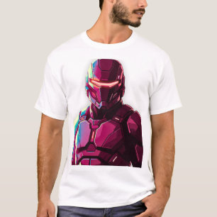 T-shirt Soldat blindé futuriste Streetw esthétique blanc A