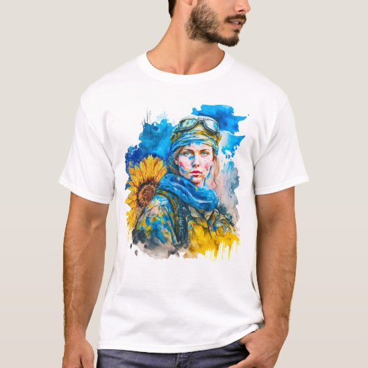 T-shirt Soldat de la guerrière ukrainienne (Devant)