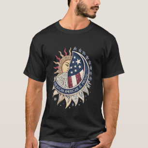 T-shirt Soleil aztèque et étoiles du drapeau américain u20