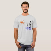 T-shirt soleil, eau et note de musique (Devant entier)