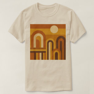 T-shirt Soleil et Arches Design Géométrique Moderne du Mil