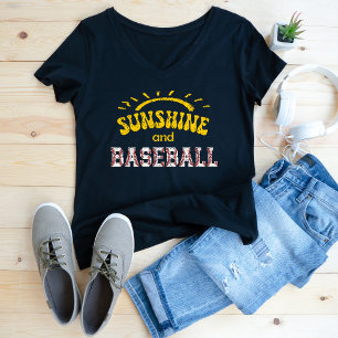T-shirt Soleil et baseball en détresse