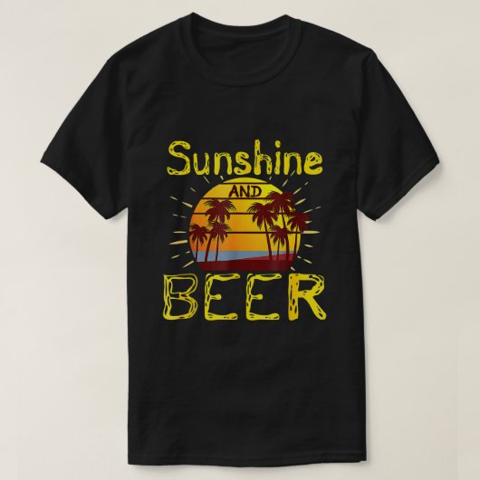 T-shirt Soleil Et Bière Palmiers D'Été Boisson De Bière V (Design devant)