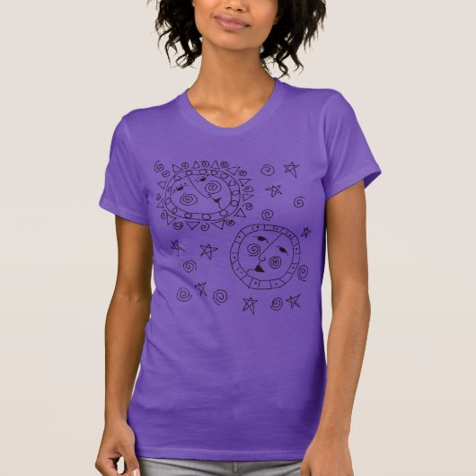 T-shirt Soleil et Lune Art Portable Abstrait (Devant)