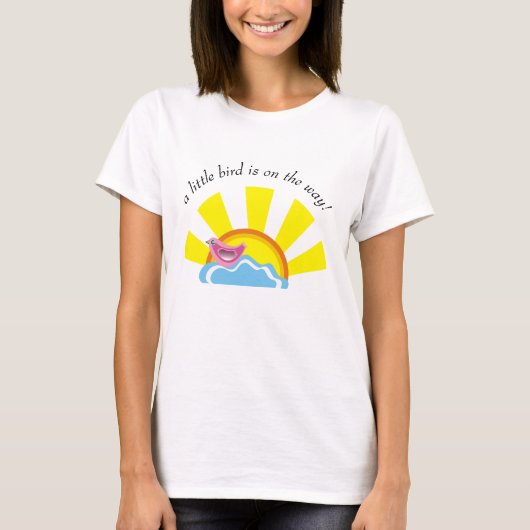 T-shirt Soleil et petit oiseau sur le Baby shower nuageux (Devant)