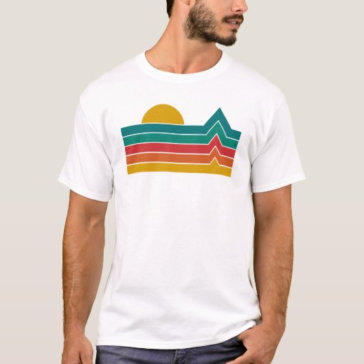 T-shirt Soleil et vagues minimalistes (Devant)