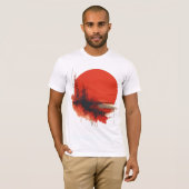 T-shirt Soleil rouge Abstrait avec éclaboussure géométriqu (Devant entier)