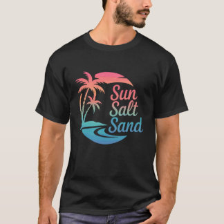 T-shirt Soleil Sel Sable Rétro Palmier Plage Été Vacances