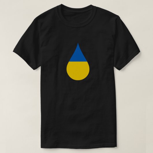 T-Shirt Solidarité au Drapeau Ukrainien en Forme d (Design devant)