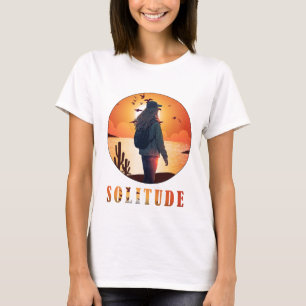 T-shirt Solitude, Stand de fille avec une sauvegarde du co
