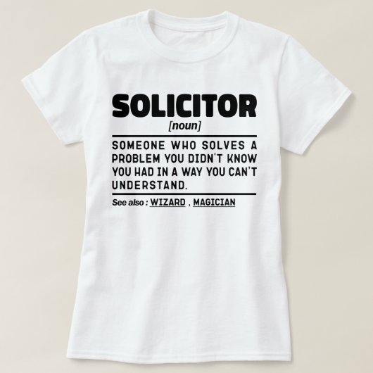 T-shirt Solliciteur Noun Définition Avocat Cool En Droit D (Design devant)