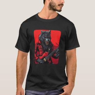 T-shirt Solo de guitare par un loup-garou qui rocke sous l