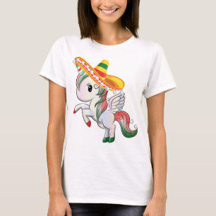 T-shirt Sombrero portant Cinco de Mayo Unicorn Pegasus