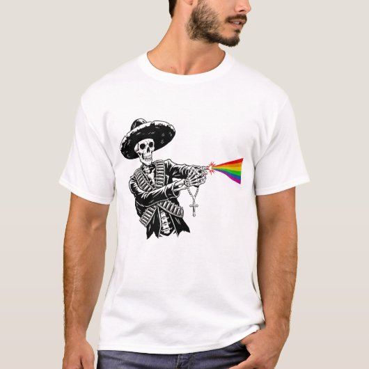 T-shirt Sombrero Skeleton Shots Rainbow Beam (Devant)