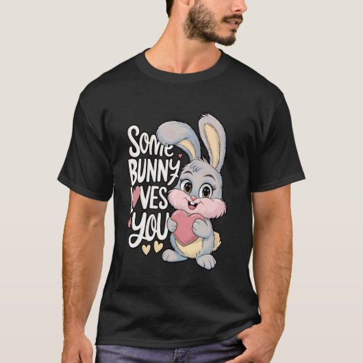 T-shirt Some Lapin T'aime Mignon Lapin de Pâques (Devant)