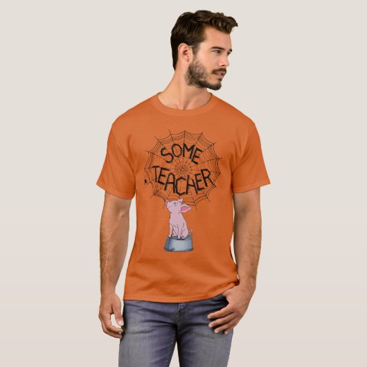 T-shirt Some Teacher SpiderWeb Funny Pig Reading Books Lov (Devant entier)