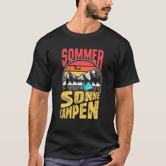 T-shirt Sommer Sonne Campen Sunset Retro Mounts Randonnée (Devant)