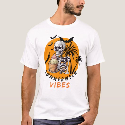 T-shirt Sommerween Crème glacée Squelette (Devant)