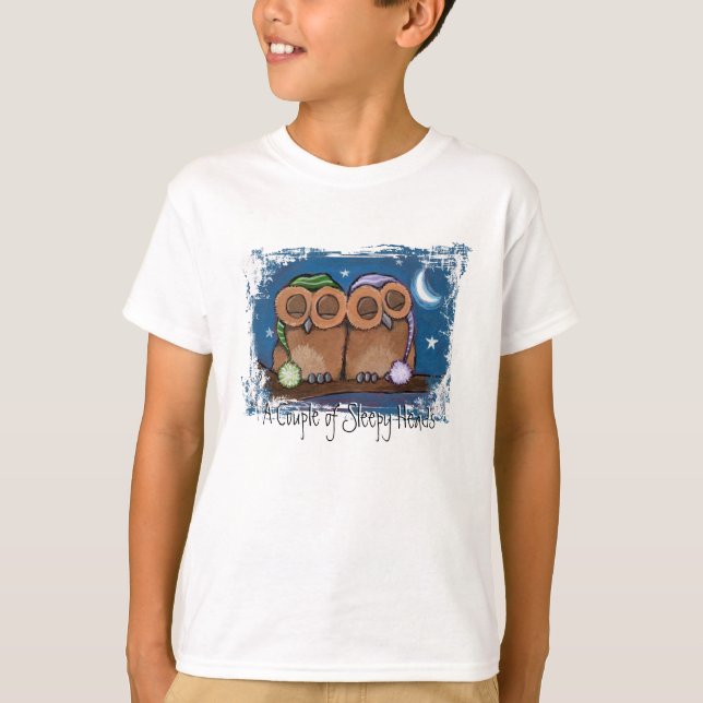 T-shirt somnolent mignon de hiboux (Devant)