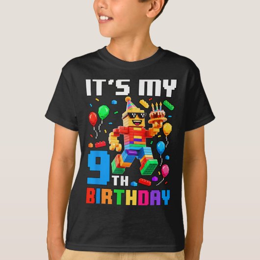 T-shirt Son 9ème Anniversaire Bâtiment brique 9 Ans Garçon (Devant)