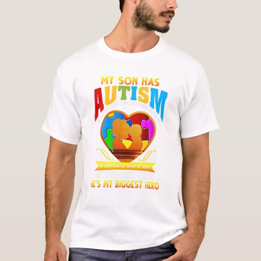 T-shirt Son a l'autisme il ne le fait pas (Devant)