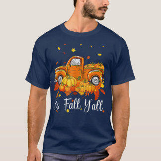 T-shirt Son Automne Yall Camion Citrouille Automne Arbre B