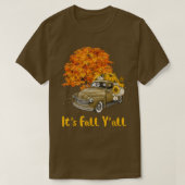 T-shirt Son Automne Yall Camion Citrouille Automne Arbre B (Design devant)
