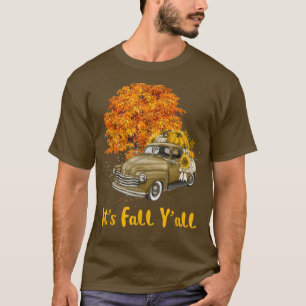 T-shirt Son Automne Yall Camion Citrouille Automne Arbre B