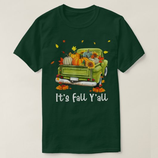 T-shirt Son Automne Yall Camion Citrouille Automne Tournes (Design devant)