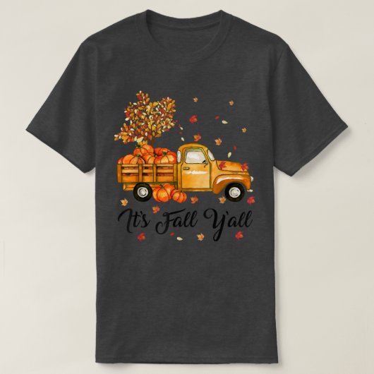 T-shirt Son Automne Yall Joli Camion Citrouille Automne Ar (Design devant)